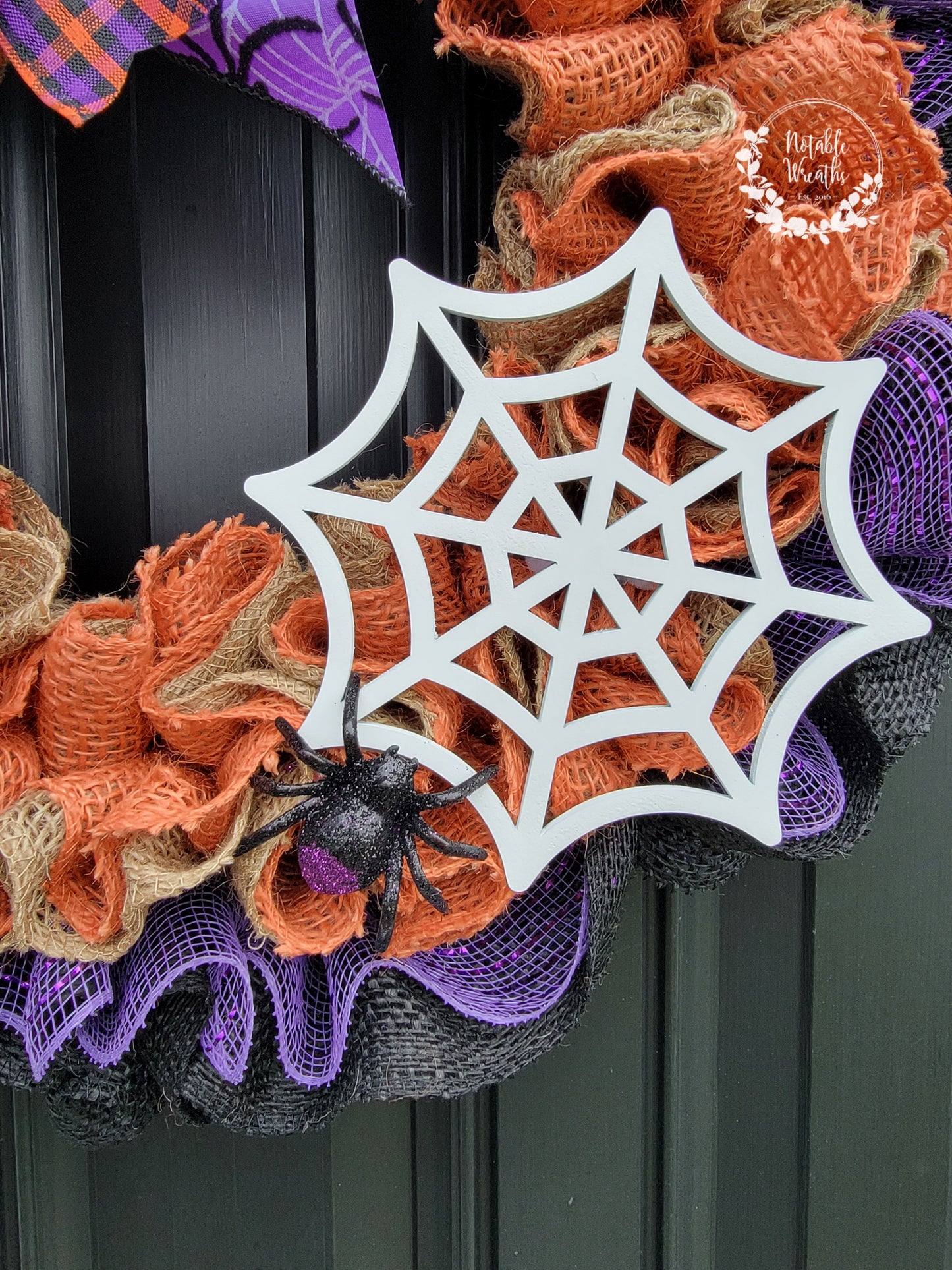 Rustic Halloween spider wreath for front door, Spider web wreath for Halloween, Halloween decor