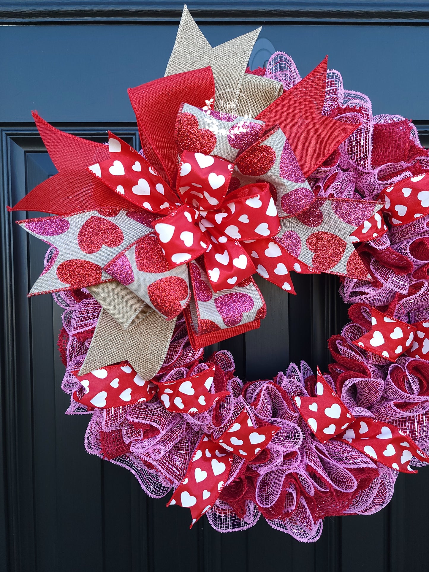 Red valentine's day wreath for front door, pink Valentine's day wreath, red heart wreath for Valentine's day