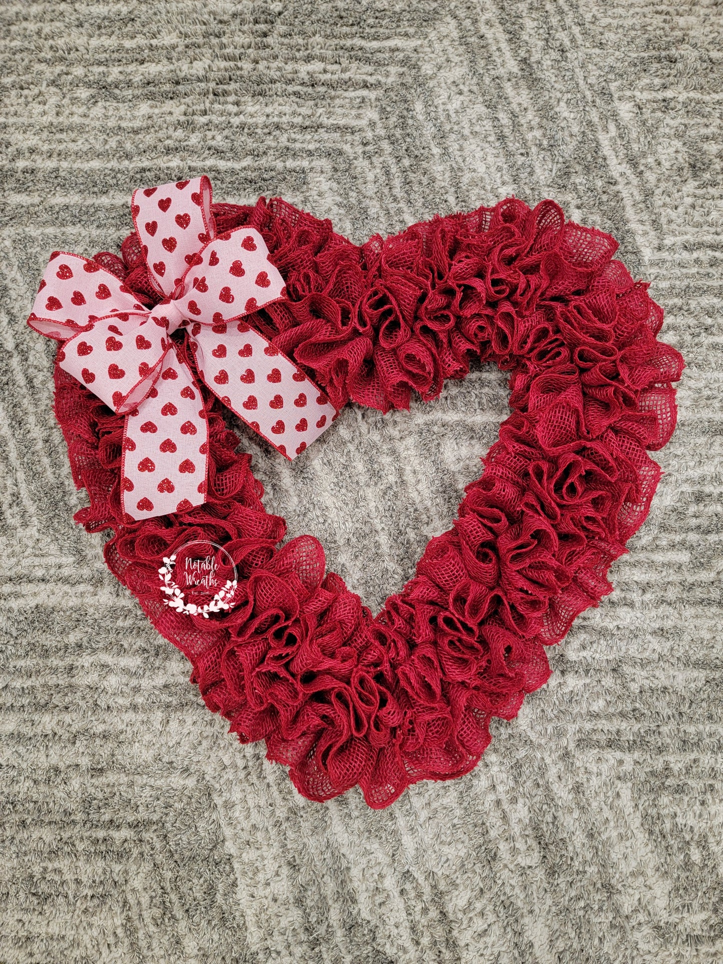 Valentine's day wreath, red heart wreath for front door, rustic valentine's day wreath