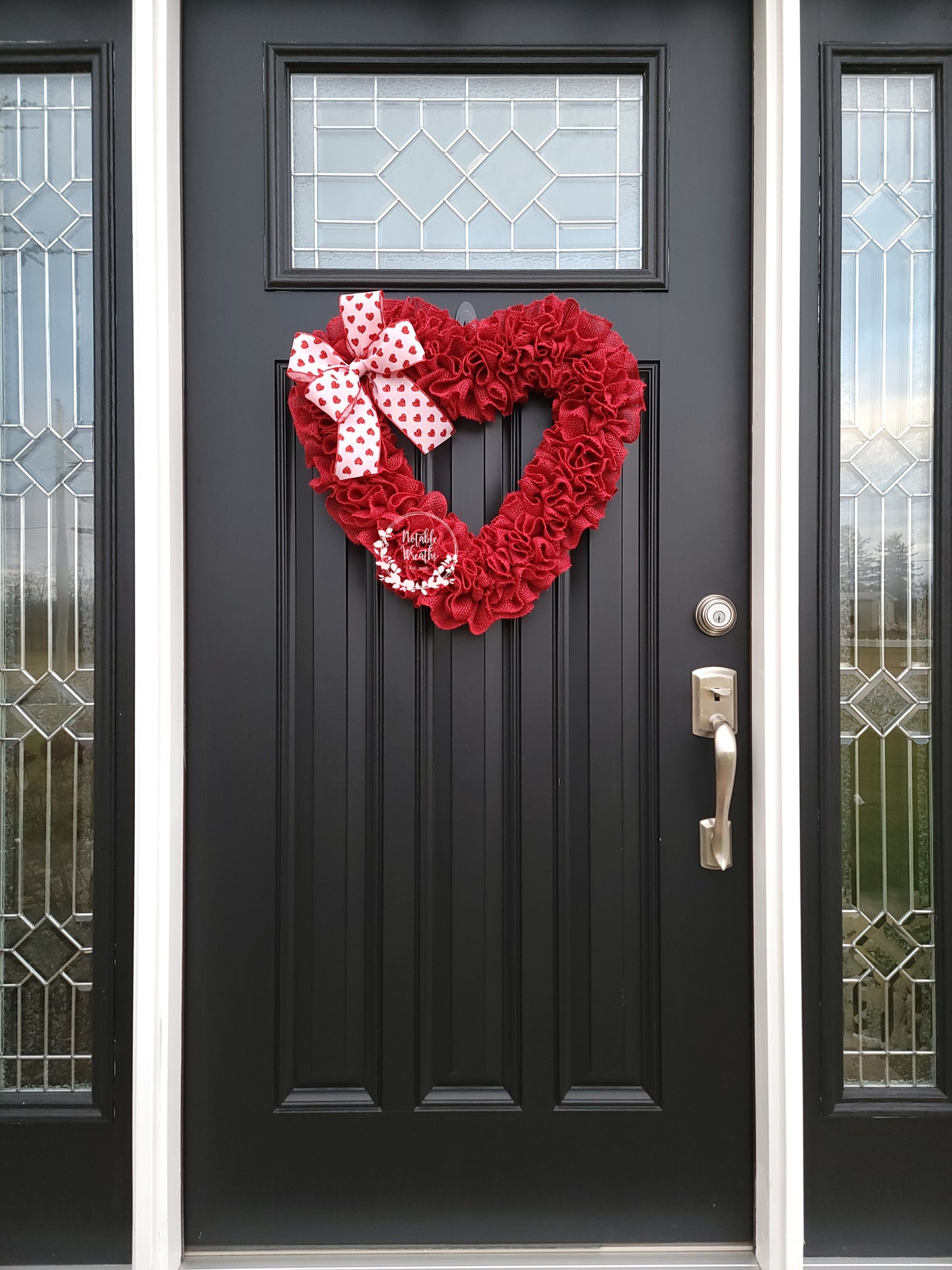 Valentine's day wreath, red heart wreath for front door, rustic valentine's day wreath