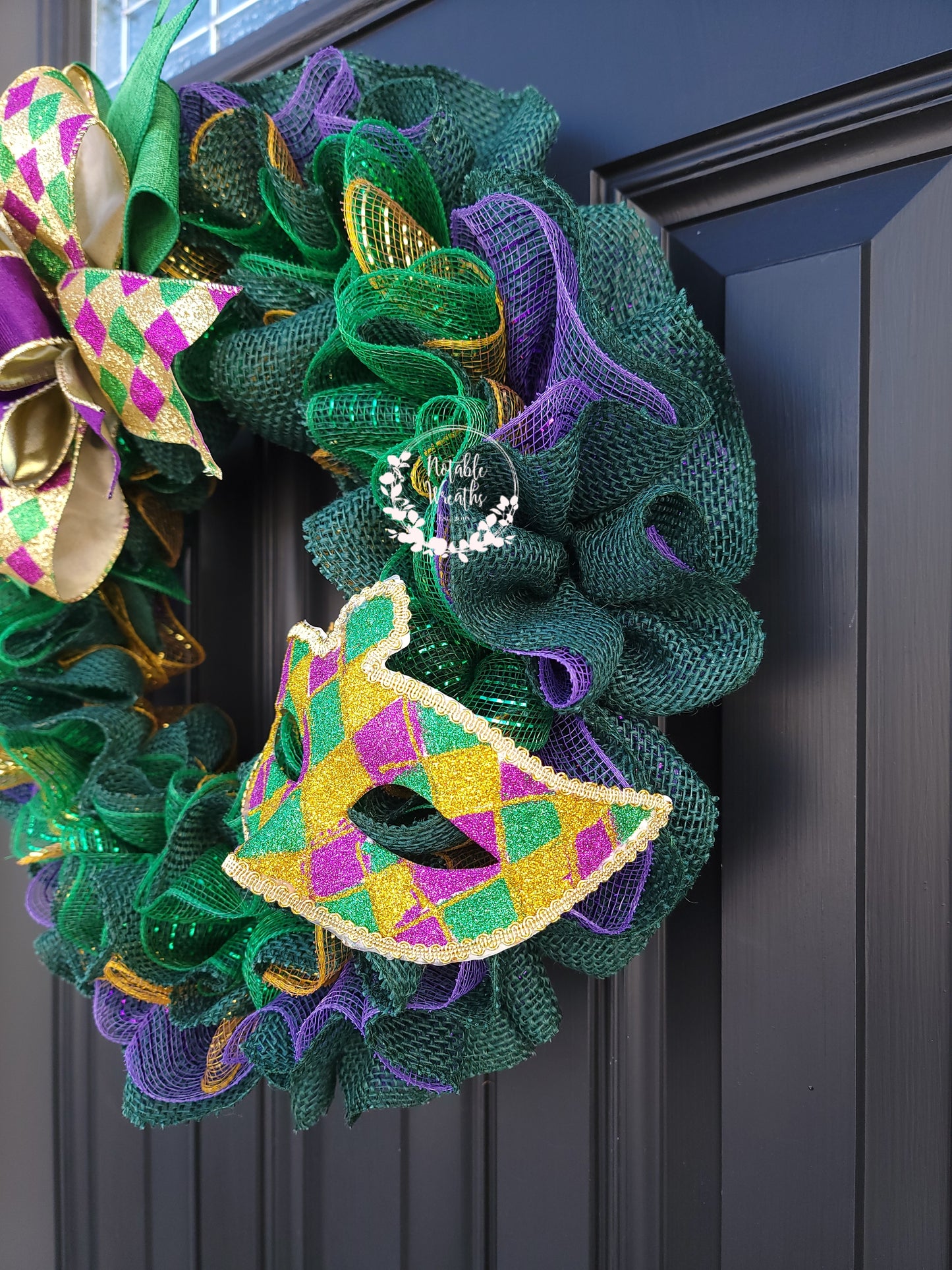 Mardi Gras wreath, Shrove Tuesday wreath, Mardi Gras party decorations, Carnival party decorations