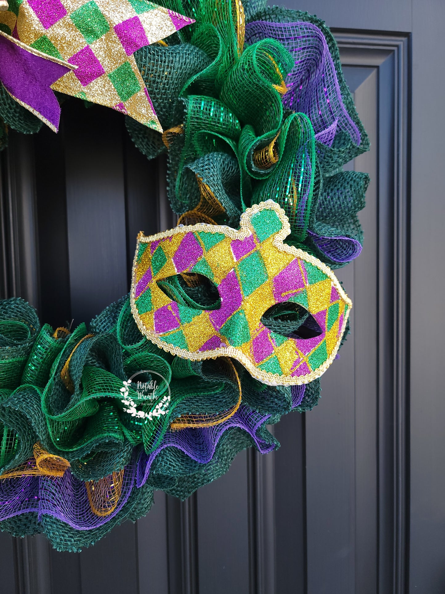 Mardi Gras wreath, Shrove Tuesday wreath, Mardi Gras party decorations, Carnival party decorations