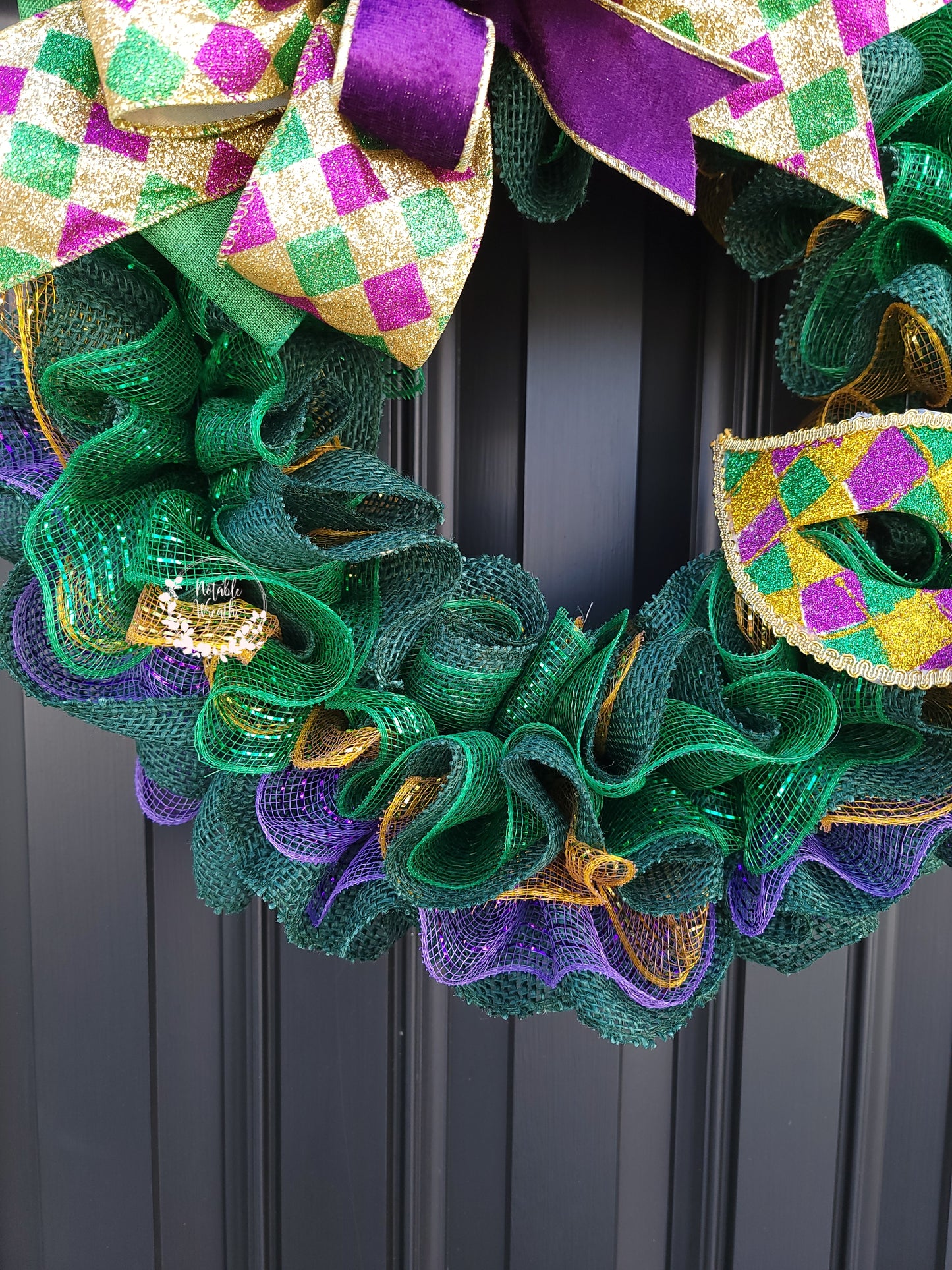 Mardi Gras wreath, Shrove Tuesday wreath, Mardi Gras party decorations, Carnival party decorations