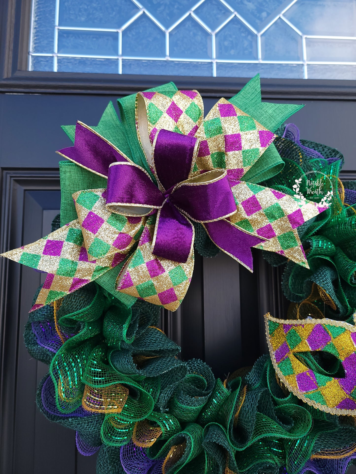 Mardi Gras wreath, Shrove Tuesday wreath, Mardi Gras party decorations, Carnival party decorations