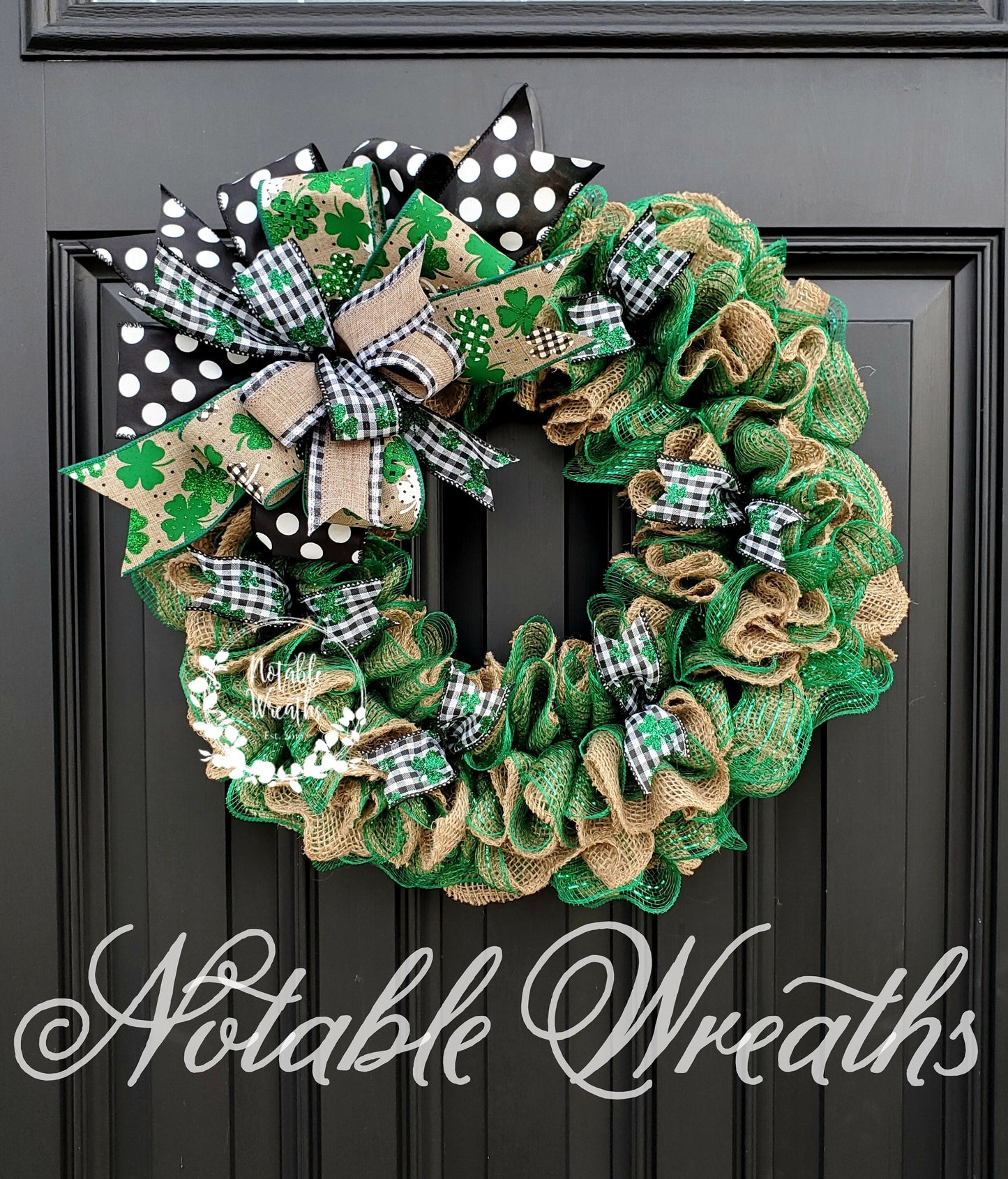 St. Patrick's day burlap wreath, green burlap wreath, burlap ruffle wreath, St. Patrick's day wreath for front door