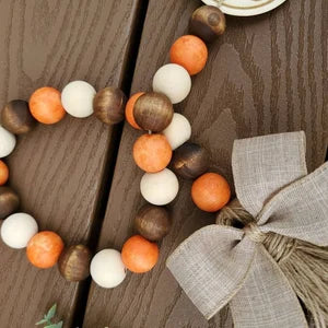 Pumpkin spice Fall wood bead garland, tiered tray decor, holiday garland for tiered tray