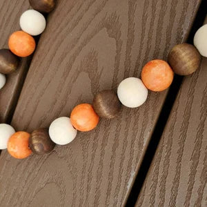 Pumpkin spice Fall wood bead garland, tiered tray decor, holiday garland for tiered tray