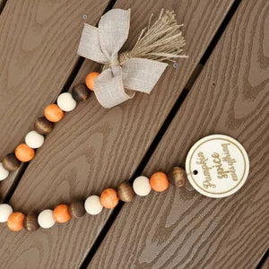 Pumpkin spice Fall wood bead garland, tiered tray decor, holiday garland for tiered tray