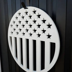 Patriotic door hanger, weatherproof PVC door hanger, American flag door hanger, mantle decor