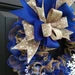 Blue snowflake winter burlap wreath for front door, rustic winter Burlap wreath, cobalt Christmas wreath, royal blue Christmas wreath