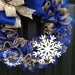 Blue snowflake winter burlap wreath for front door, rustic winter Burlap wreath, cobalt Christmas wreath, royal blue Christmas wreath