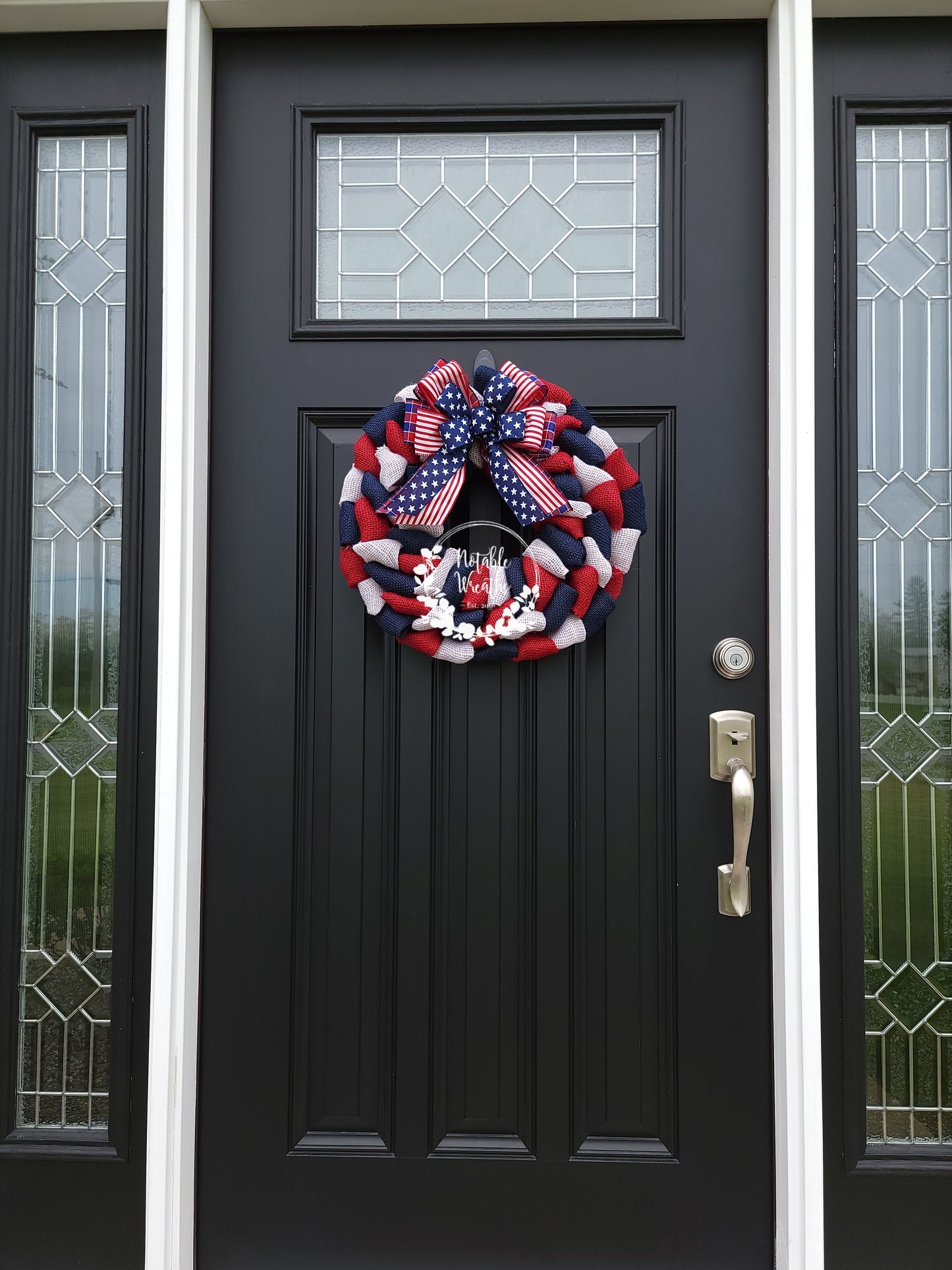 Independence day burlap wreath for front door