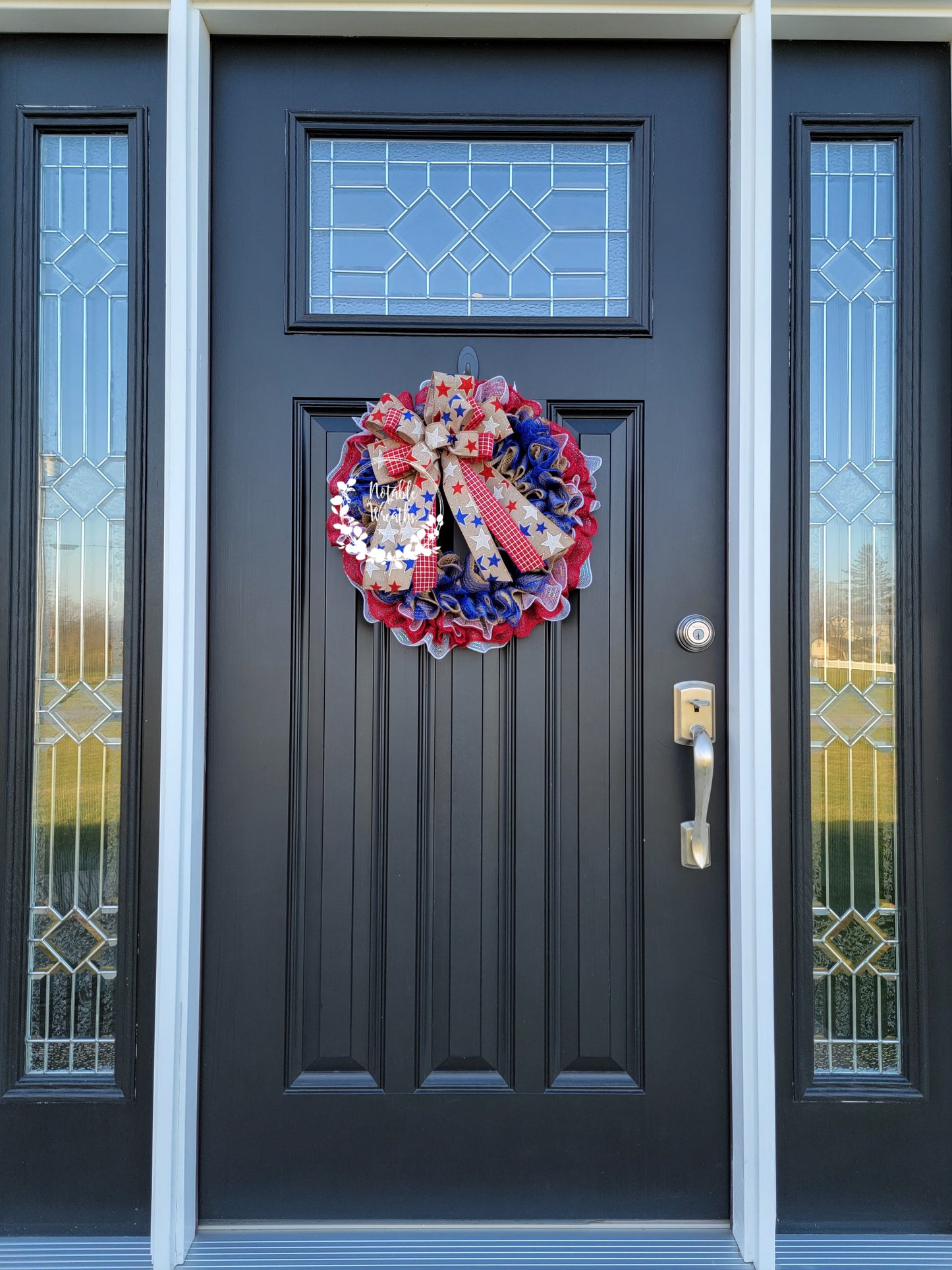 Fourth of July burlap wreath for front door, Patriotic wreath, red, white & blue wreath, American flag wreath, Memorial day wreath