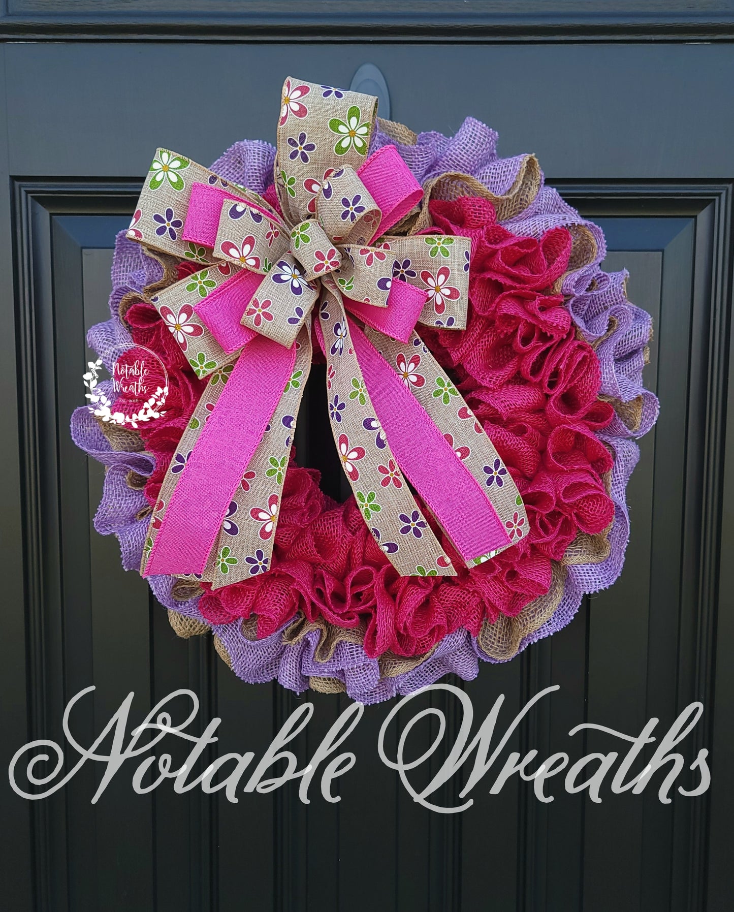 Colorful Spring burlap wreath for front door, Daisy wreath, pink & purple Spring wreath, Mother's day gifts, housewarming gifts, double door