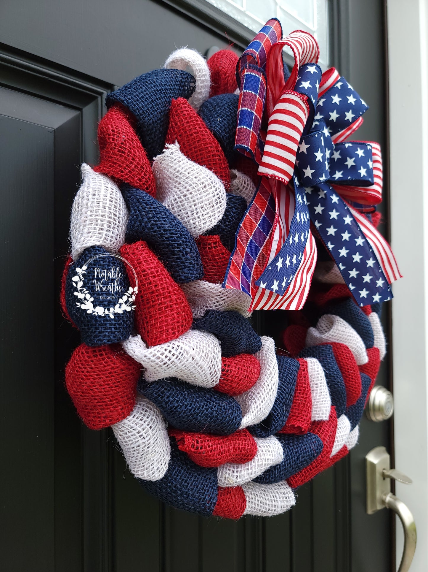 Independence day burlap wreath for front door