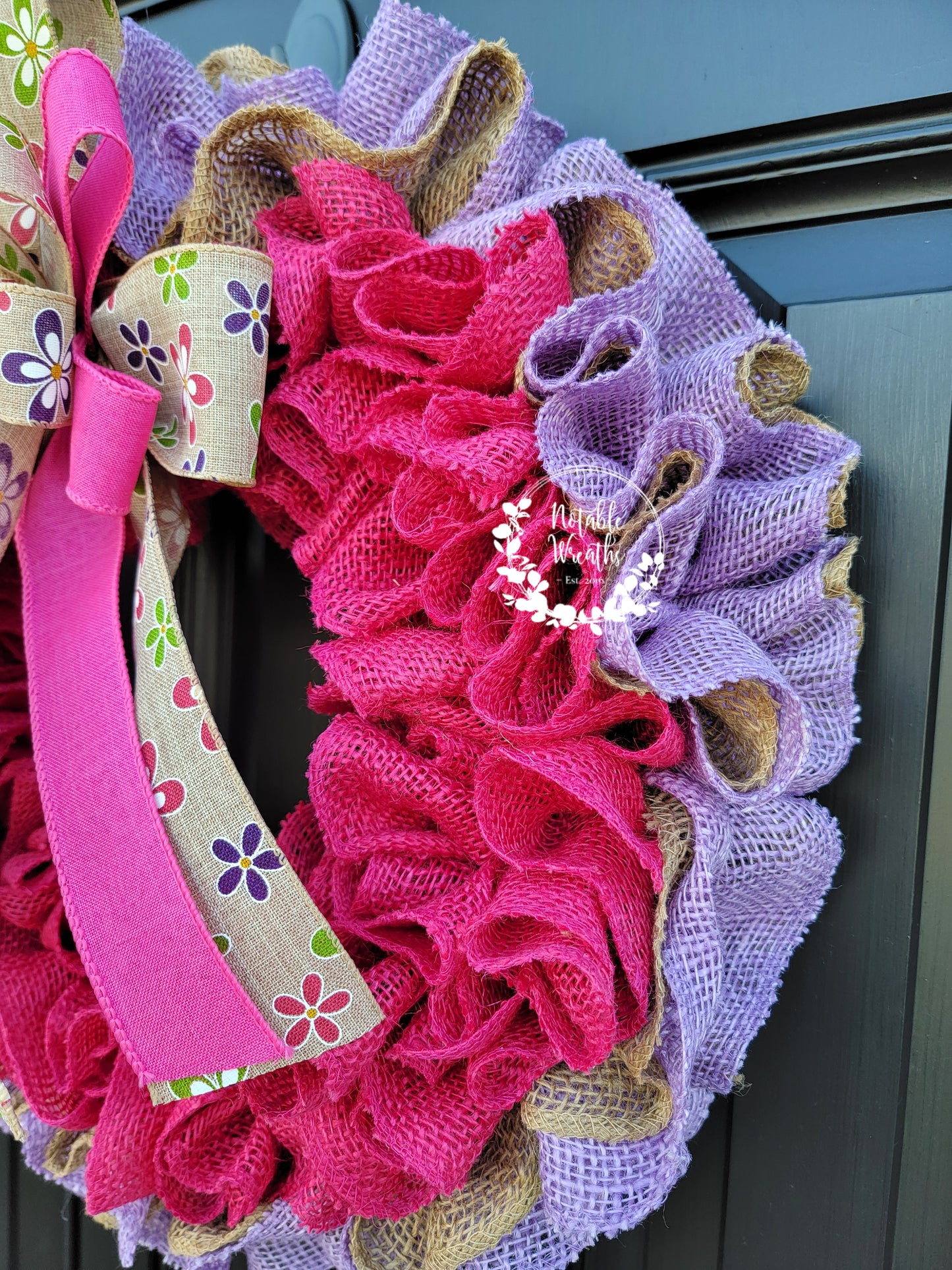 Colorful Spring burlap wreath for front door, Daisy wreath, pink & purple Spring wreath, Mother's day gifts, housewarming gifts, double door