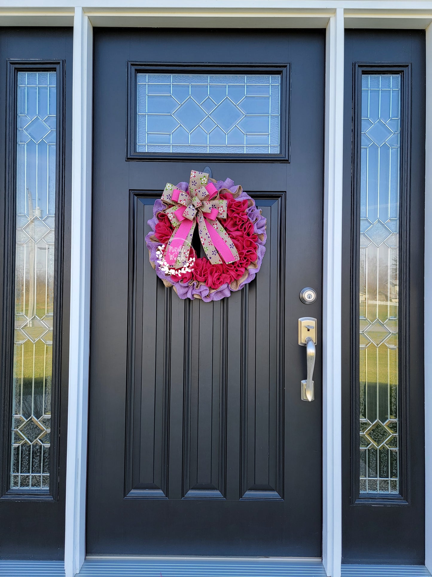 Colorful Spring burlap wreath for front door, Daisy wreath, pink & purple Spring wreath, Mother's day gifts, housewarming gifts, double door