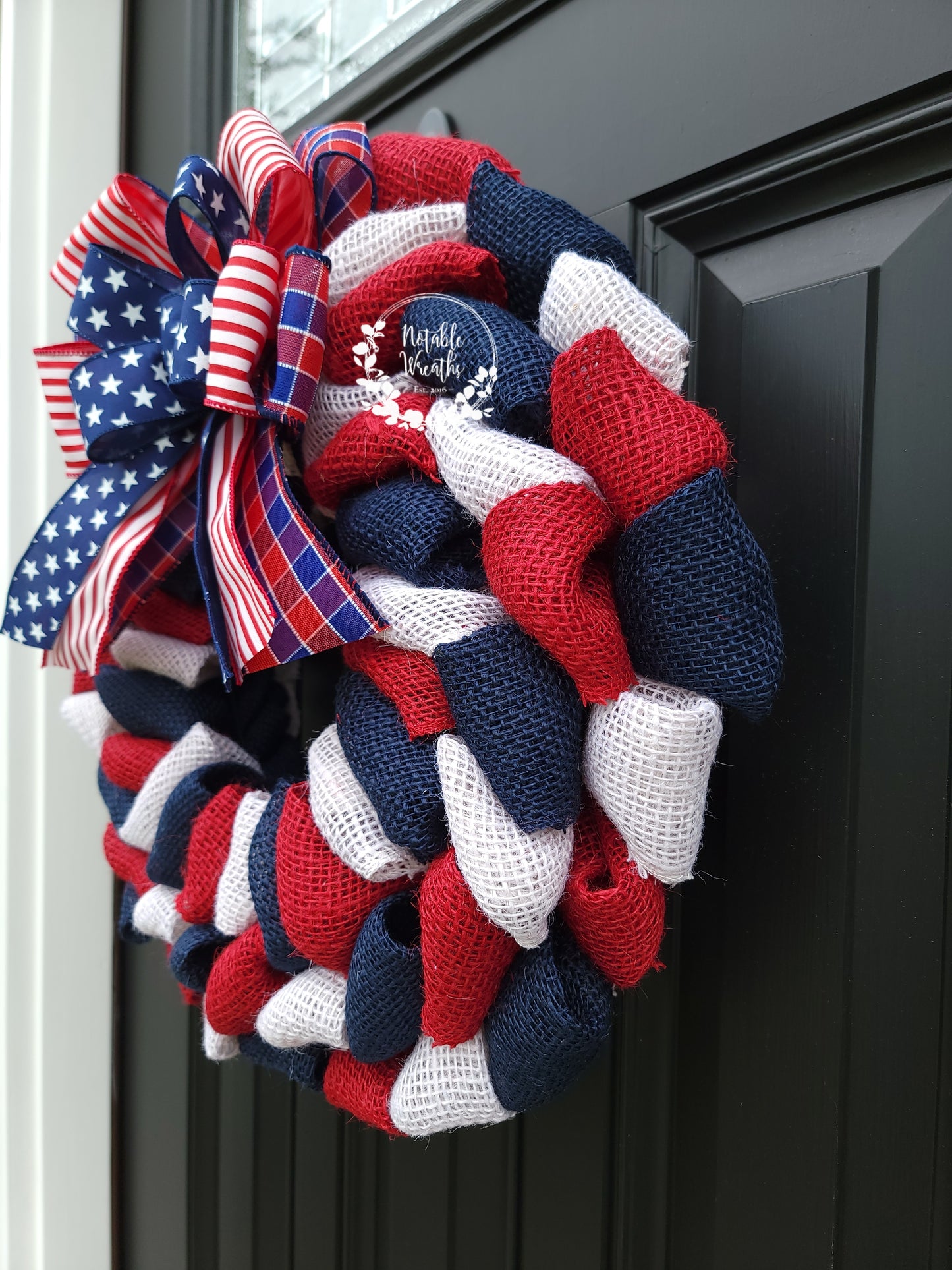 Independence day burlap wreath for front door