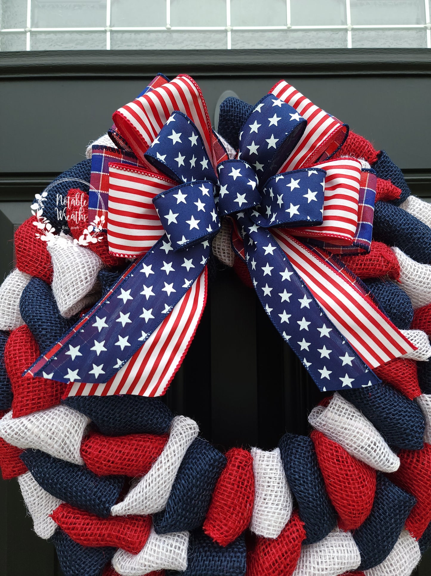 Independence day burlap wreath for front door