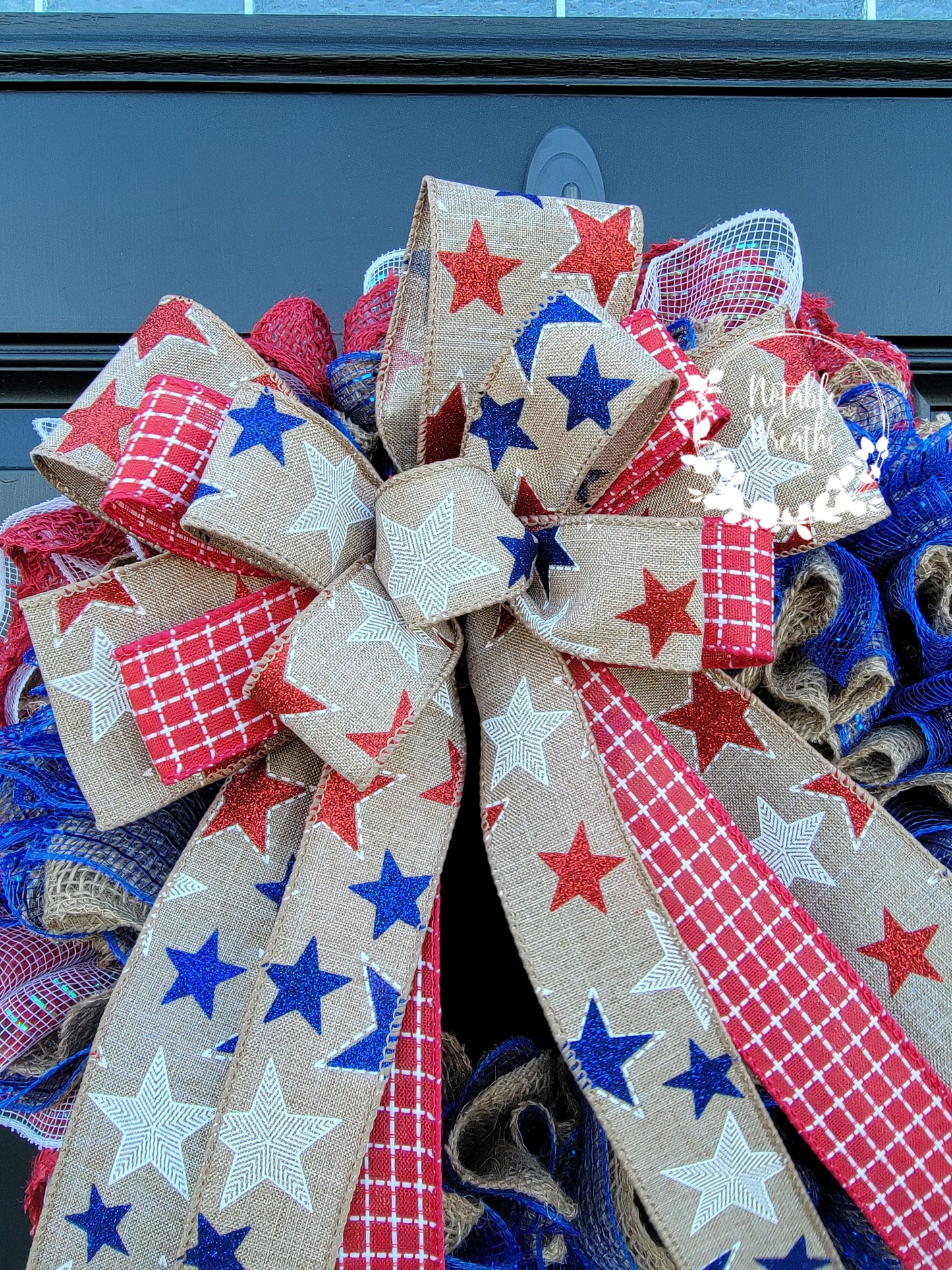 Fourth of July burlap wreath for front door, Patriotic wreath, red, white & blue wreath, American flag wreath, Memorial day wreath