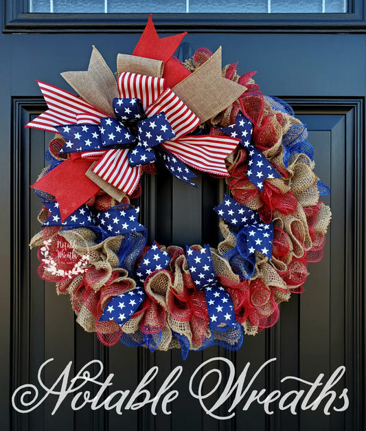 Patriotic wreath for front door, Fourth of July wreath for front door, Patriotic wreath, Americana wreath, American flag wreath, double door