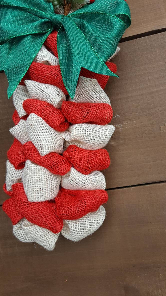 Candy cane wreath burlap candy cane Christmas wreath winter wreath emerald green bow front door wreath berry wreath rustic Christmas wreath