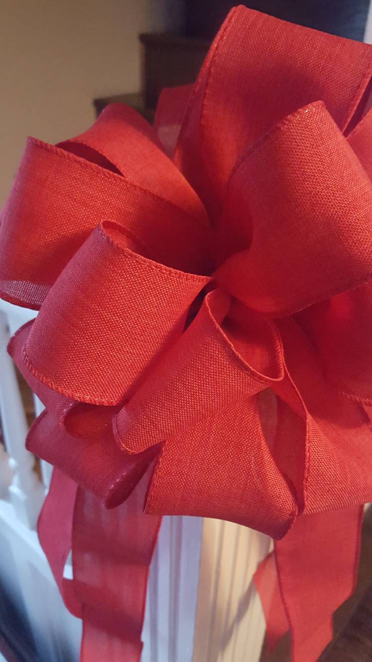 Large Red Tree topper bow, red mailbox bow, large bow, loopy, mailbox, Christmas decor, Christmas tree decorations