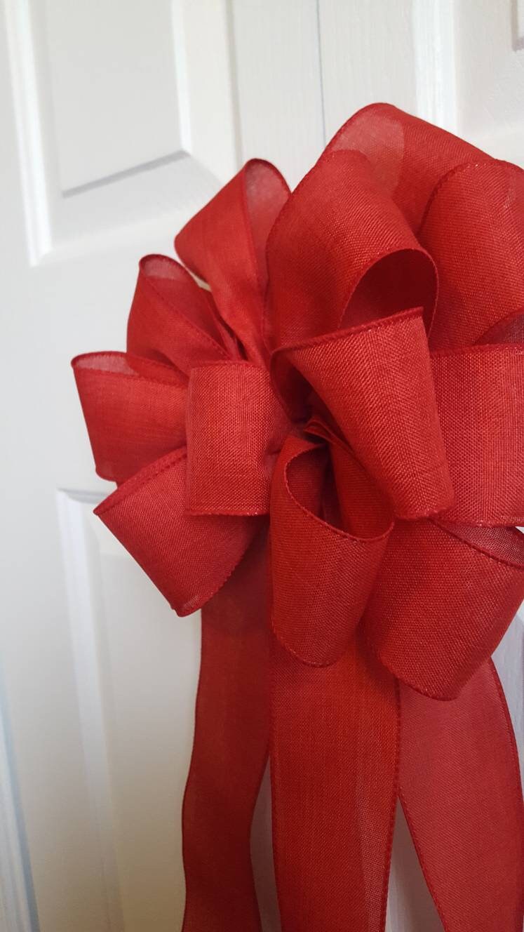 Red Christmas tree topper bow, crimson tree topper, banister bow, Christmas tree topper bow