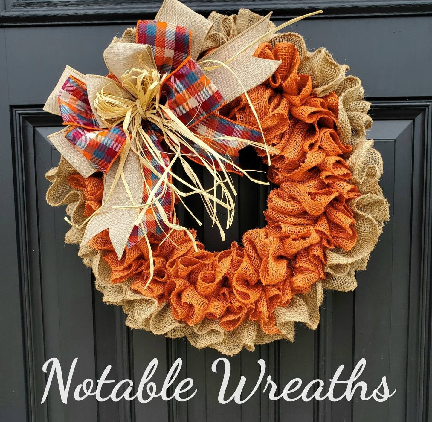 Fall burlap wreath, ruffle wreath, orange wreath, autumn wreath