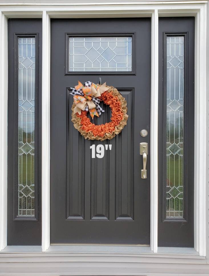 Fall burlap wreath for front door, autumn burlap wreath, buffalo check wreath for fall, pumpkin wreath for fall, burnt orange burlap wreath