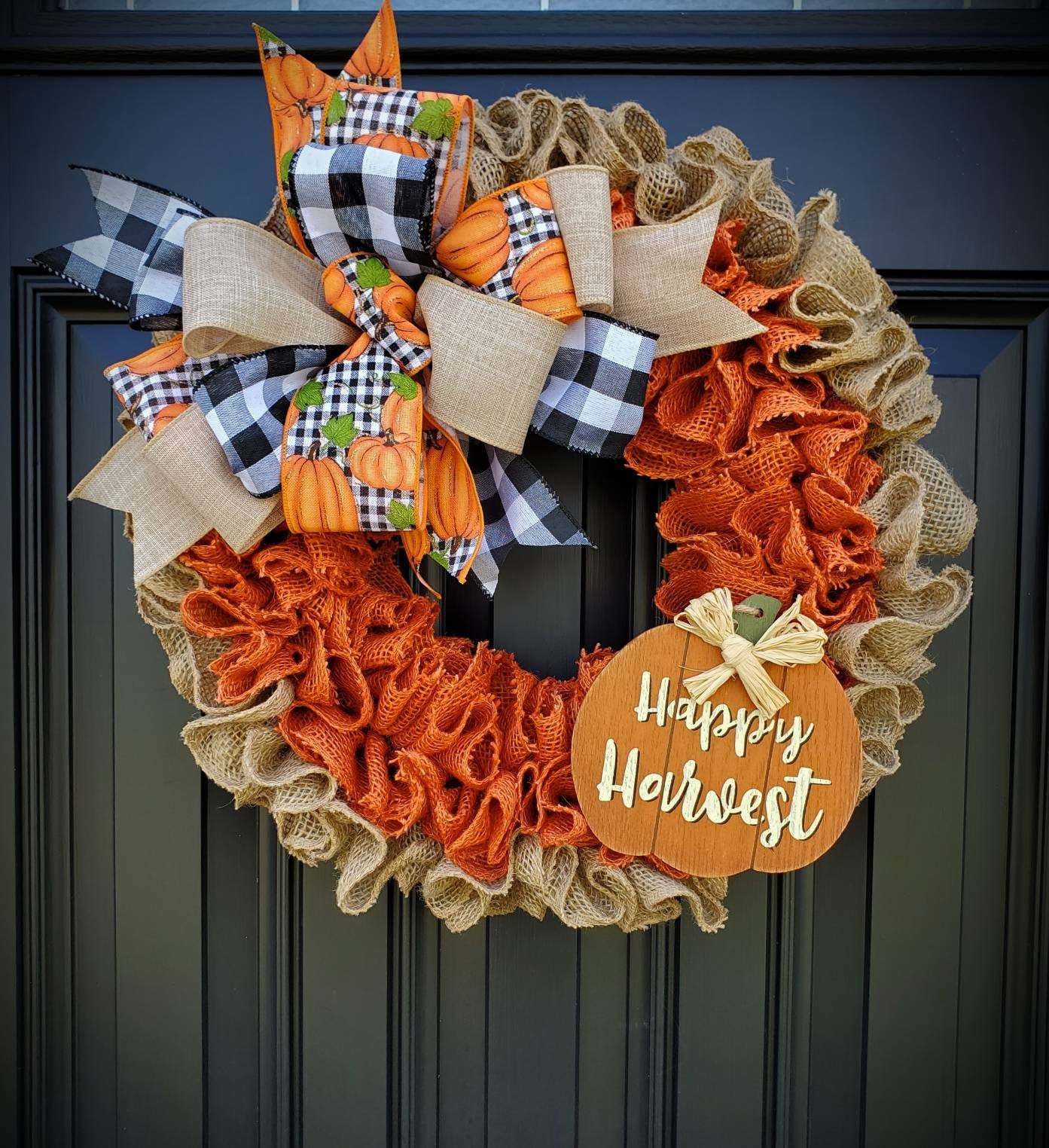 Fall Front Door deals Wreath, Welcome Wreath, Pumpkin Wreath, Buffalo Plaid