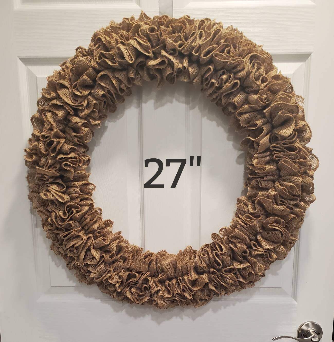 Farmhouse burlap wreath, natural burlap wreath, burlap ruffle wreath, year round wreath