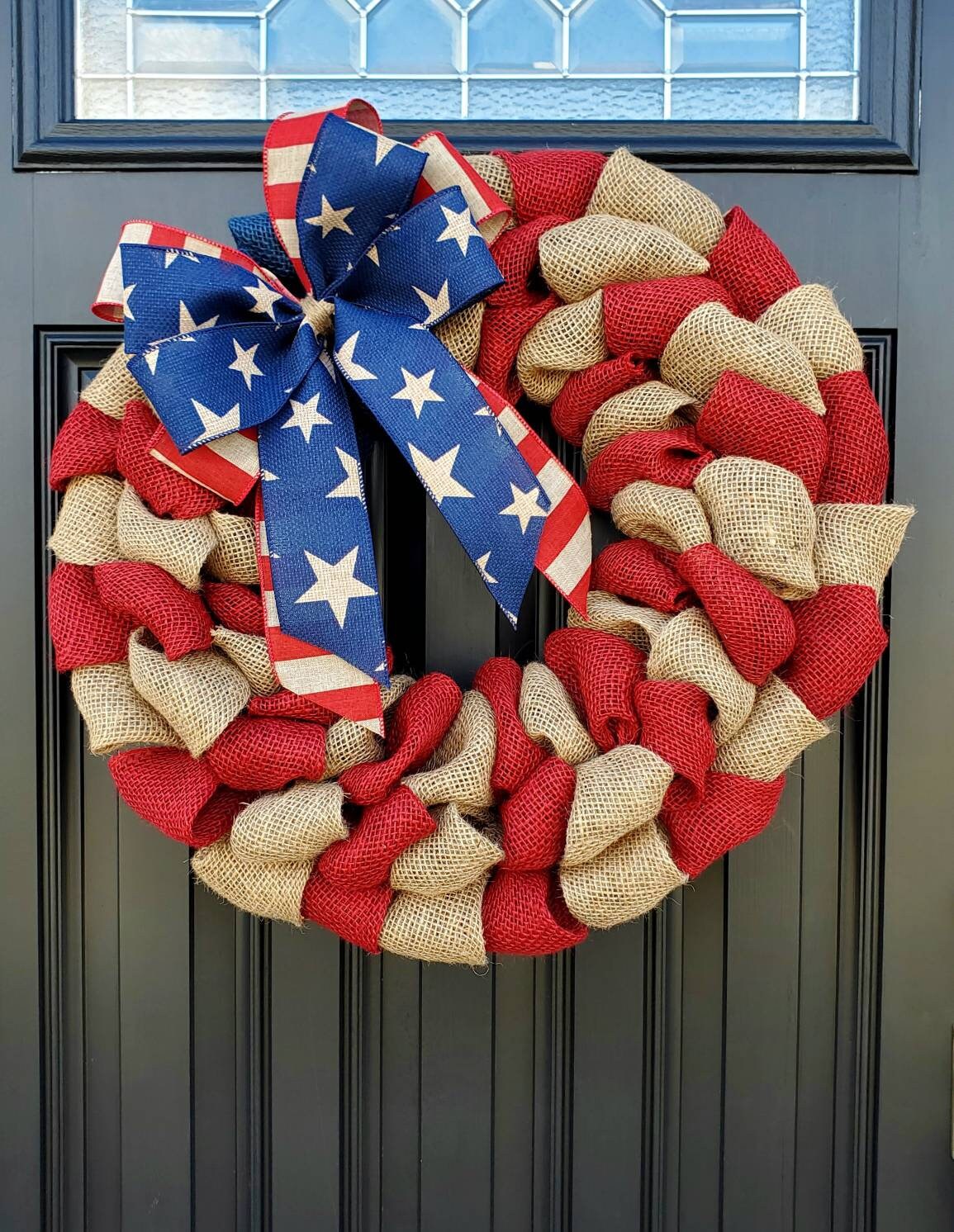 Patriotic burlap wreath for front door, fourth of july wreath, Independence day wreath, flag wreath, Americana wreath, housewarming