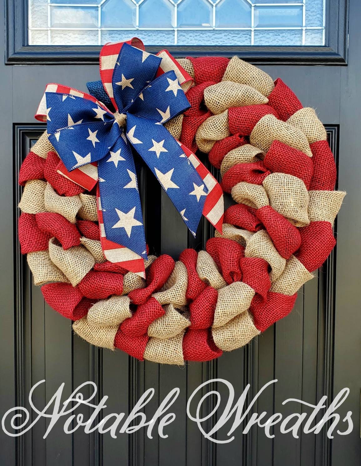 Patriotic burlap wreath for front door, fourth of july wreath, Independence day wreath, flag wreath, Americana wreath, housewarming