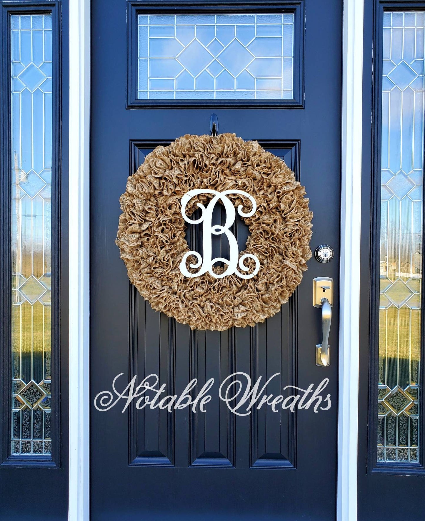 Plain burlap wreath, Extra large and full 27" plain burlap ruffle wreath, monogram wreath, all seasons wreath, large year round wreath