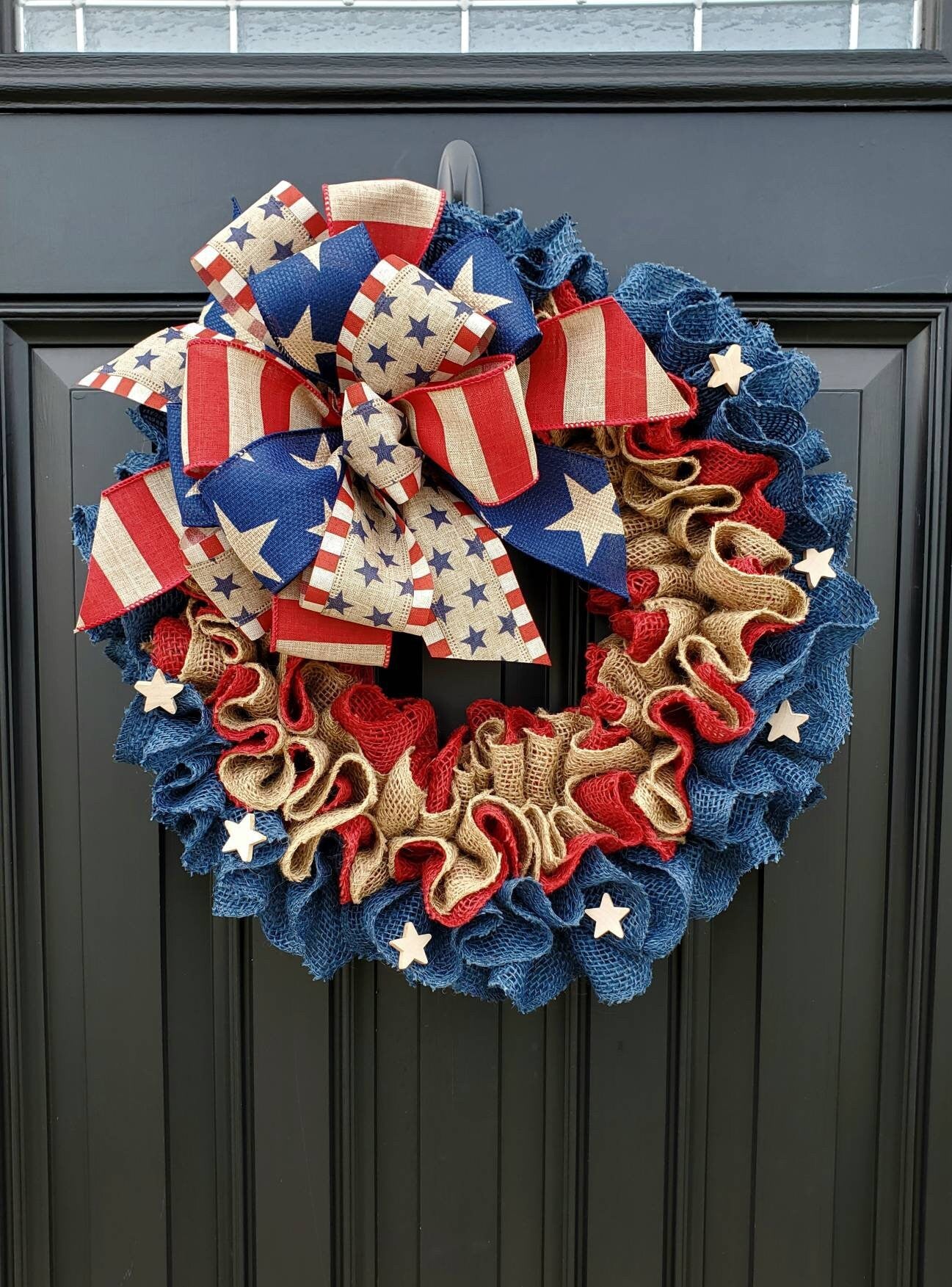 Rustic Independence day wreath, Fourth of July wreath for front door, Patriotic wreath, Americana wreath, American flag wreath, double doors