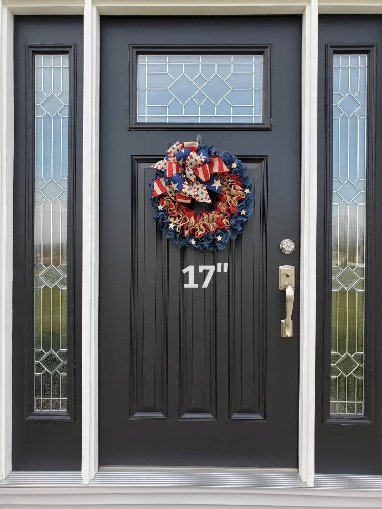 Rustic Independence day wreath, Fourth of July wreath for front door, Patriotic wreath, Americana wreath, American flag wreath, double doors