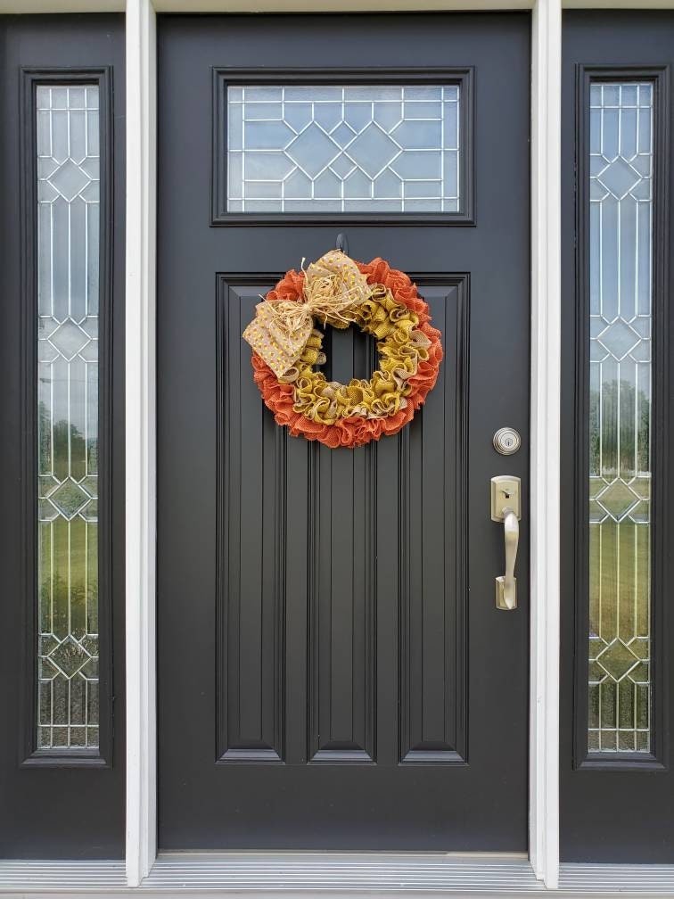 Fall wreath for front door, Candy corn wreath, Harvest wreath, Fall decor