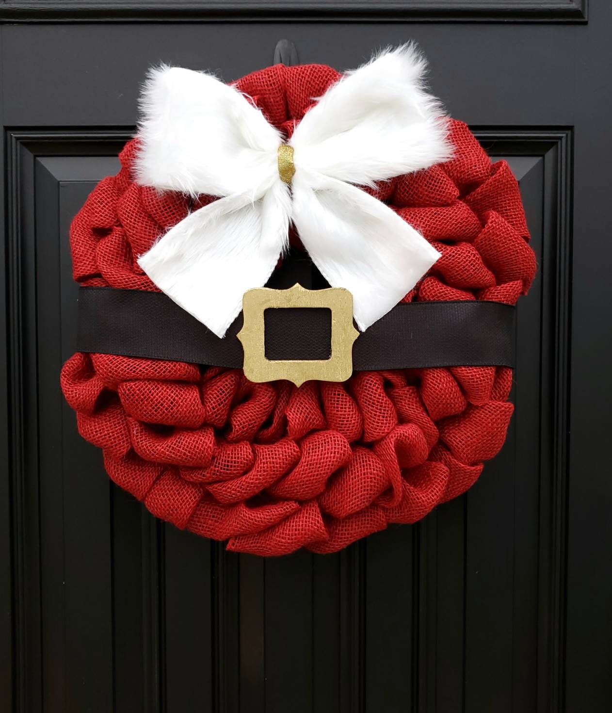 Christmas wreath, festive holiday wreath, Santa belt wreath, burlap Christmas wreaths, Red Holiday wreaths