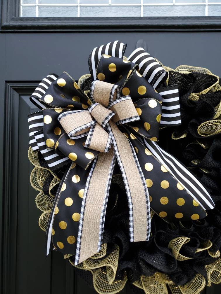 Gold and black New Years wreath, New Year's Eve decor, New Year's Eve wreath, Graduation wreath