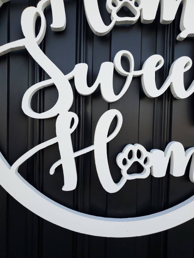 Home Sweet home dog door sign, dog door hanger for front door, gifts for pet lovers, gifts for dog lovers, year round door hanger