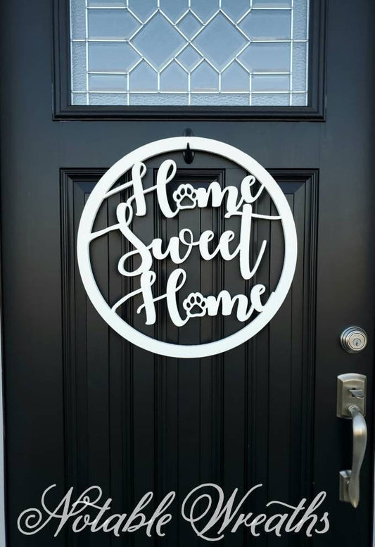 Home Sweet home dog door sign, dog door hanger for front door, gifts for pet lovers, gifts for dog lovers, year round door hanger