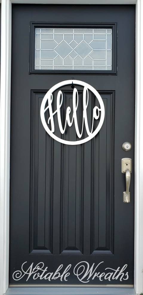 Hello door sign, Hello door hanger, Hello weatherproof door hanger for front door, Year round door hanger, everyday door hanger,housewarming