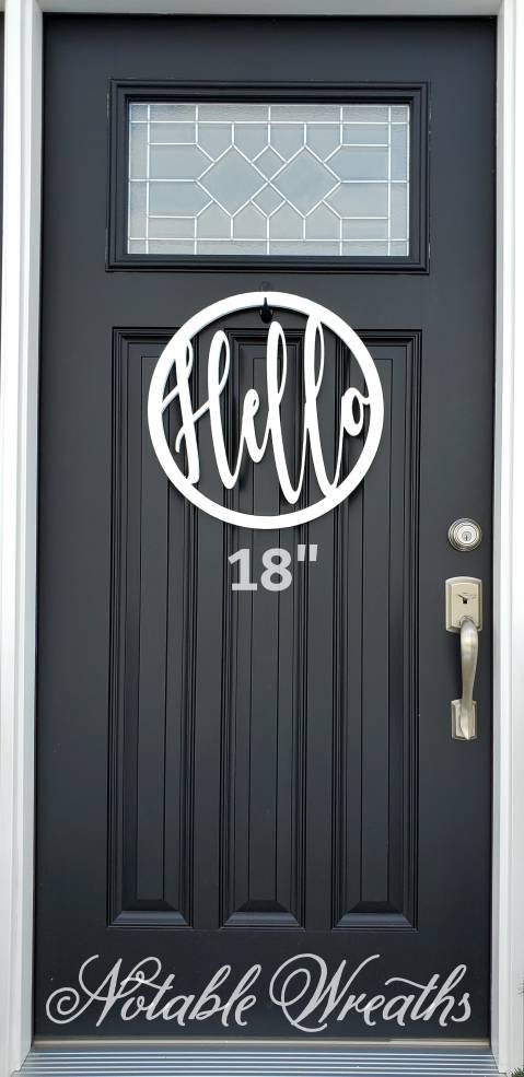 Hello door sign, Hello door hanger, Hello weatherproof door hanger for front door, Year round door hanger, everyday door hanger,housewarming