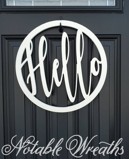 Hello door sign, Hello door hanger, Hello weatherproof door hanger for front door, Year round door hanger, everyday door hanger,housewarming