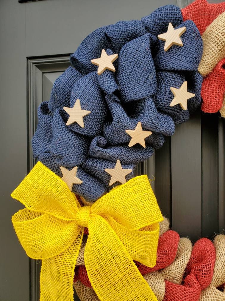 U.S. Air Force Wreath, Deployment wreath, Support our troops, Patriotic, burlap, yellow awareness ribbon for troops, deployment gifts