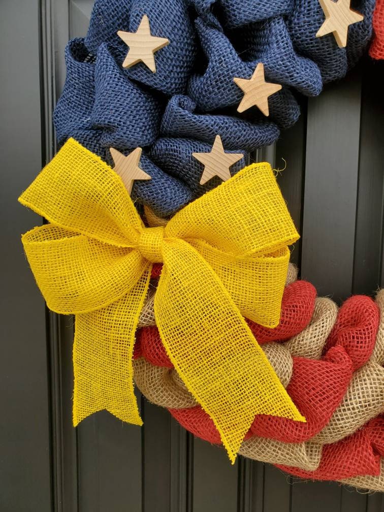 U.S. Air Force Wreath, Deployment wreath, Support our troops, Patriotic, burlap, yellow awareness ribbon for troops, deployment gifts