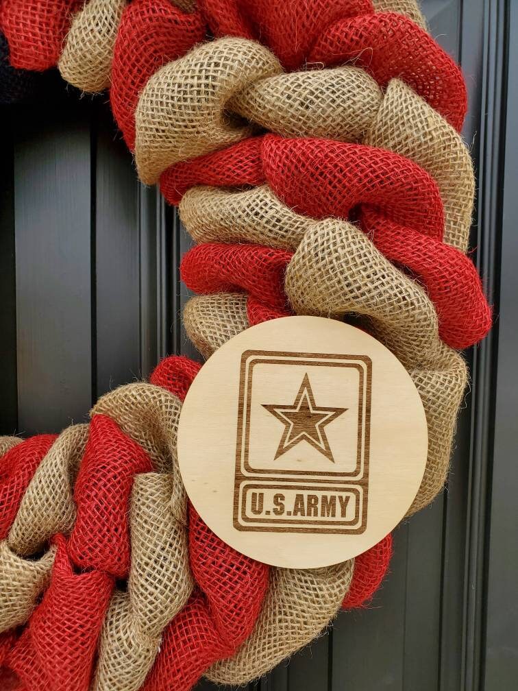 U.S. Army Wreath, Deployment wreath, Support our troops, Patriotic, burlap, yellow awareness ribbon for troops, deployment gifts