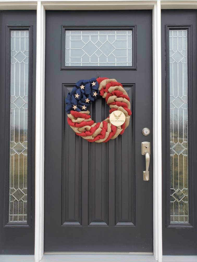 Rustic Air Force wreath, deployment wreath, patriotic military wreath, flag wreath, Veterans day wreath, memorial day wreath, burlap wreath