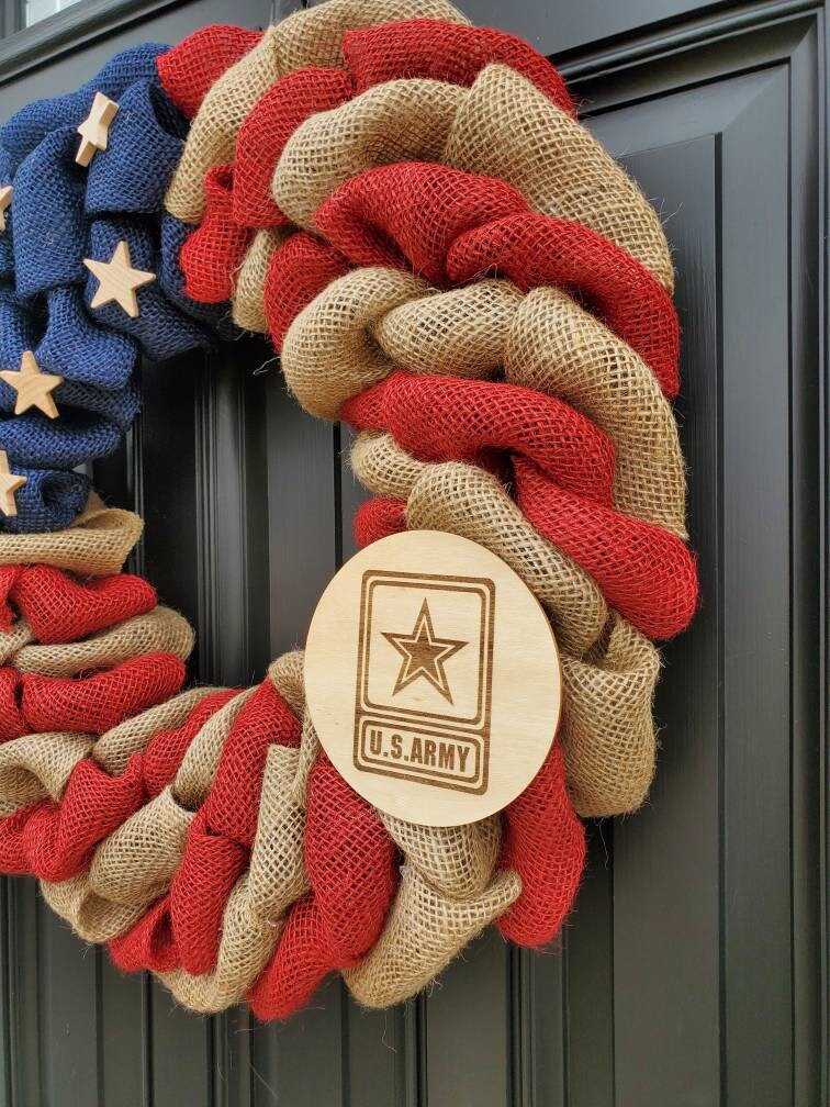 Rustic Army wreath, deployment wreath, patriotic military wreath, flag wreath, Veterans day wreath, memorial day wreath, burlap wreath